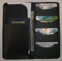 A Travel Wallet that holds your passport, cards, travel documents and papter money